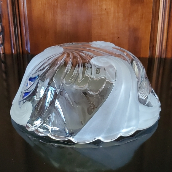 🌊 10 1/2" Large Crystal Ocean Waves 🌊 Bowl by Crystal Clear Studios Japan - Picture 4 of 15